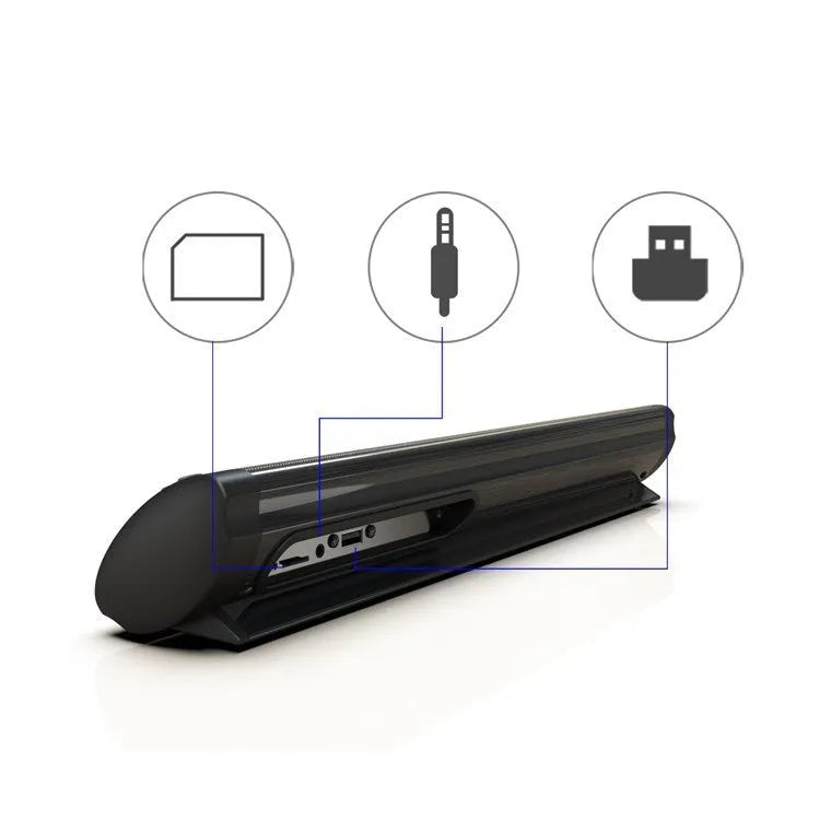 Wall-mounted wireless Bluetooth speaker in plastic shell with button controls and external antenna