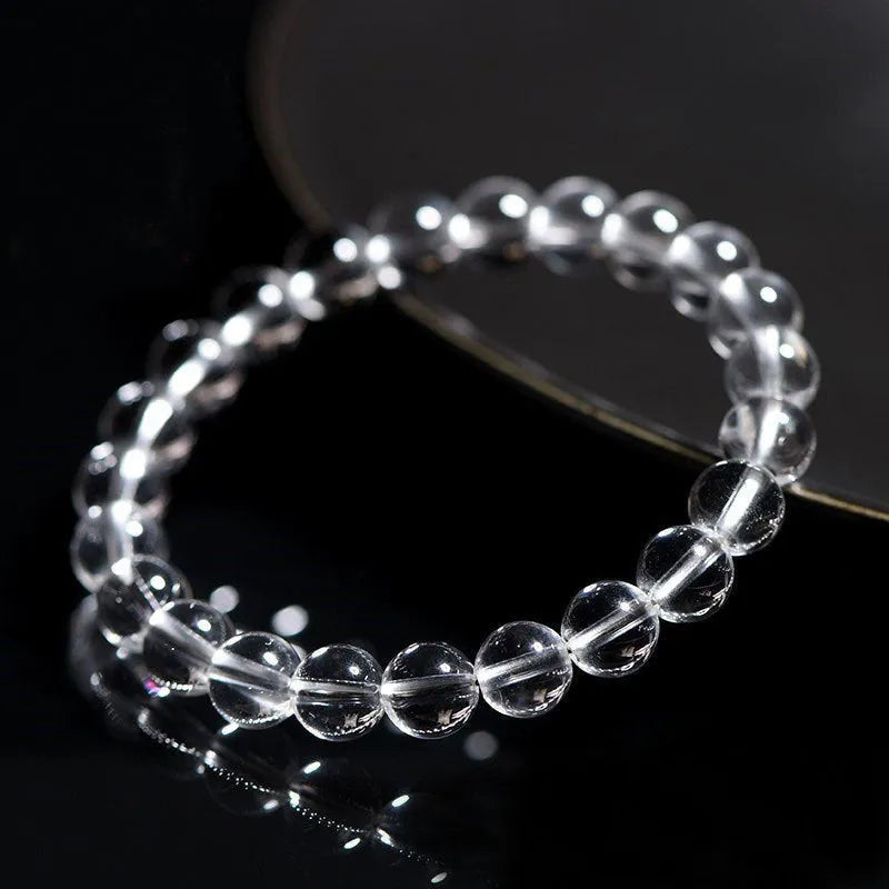 Natural Donghai white water round crystal bead bracelet in geometric unisex style