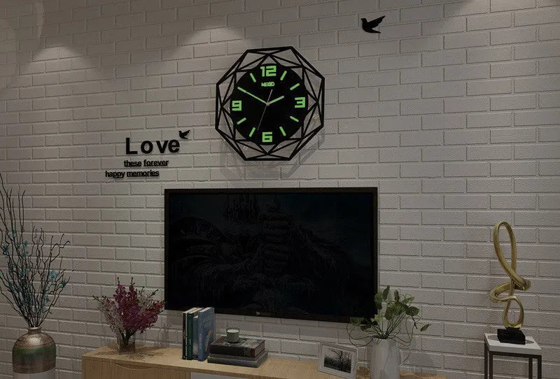 Acrylic wall clock with white dial and green frame, silent sweeping movement, 40cm size