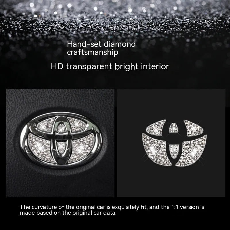 Zinc alloy car steering wheel sticker with diamond inlay pattern for Toyota models