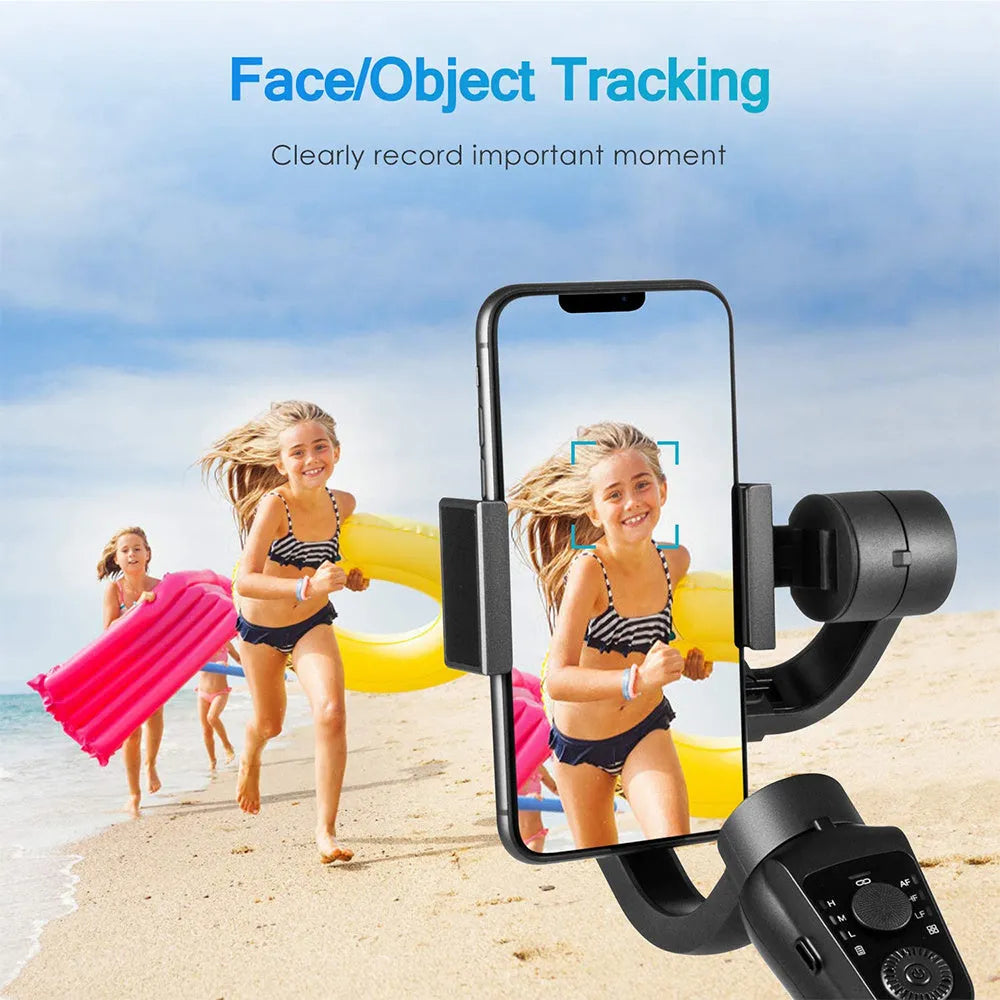 Black three-axis handheld gimbal stabilizer for mobile phones with extended battery and carrying cases