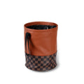 Retractable leather interior car trash can shown in colour from product pictures