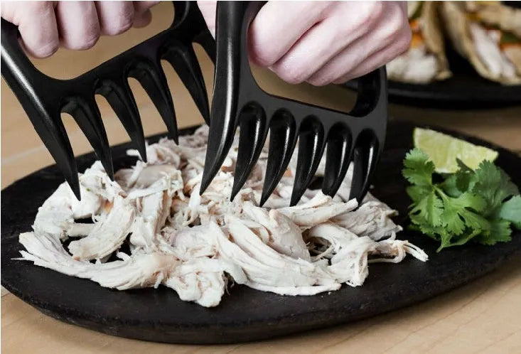 Two black bear claw shredders made of PC plastic, each 11.5cm long, for meat processing