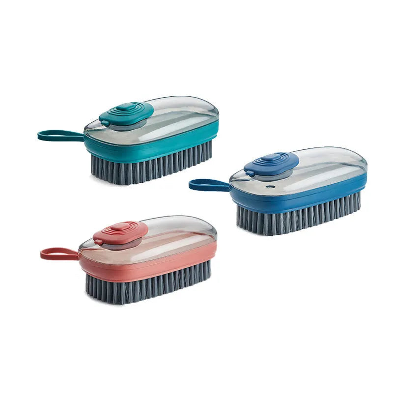 Multifunctional automatic liquid cleaning brush with ergonomic grip, blue colour, on white background