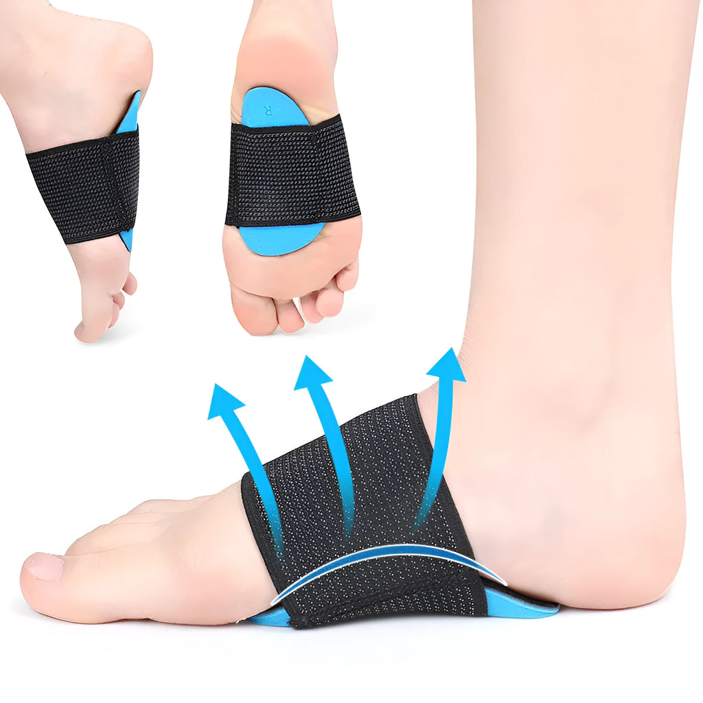 Blue elastic bandage arch support foot pads for flat feet in adult and children sizes
