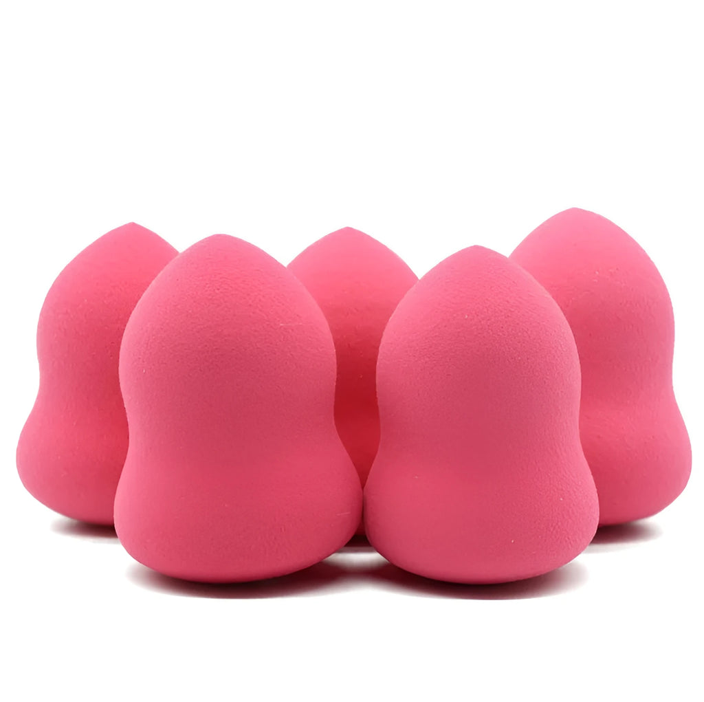 Pink hydrophilic non-latex makeup foundation sponge puff on a white background