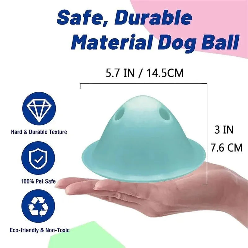 New green dog chew toy with hidden treat slot on smooth floor – interactive puzzle for large breeds, 140 mm PP material