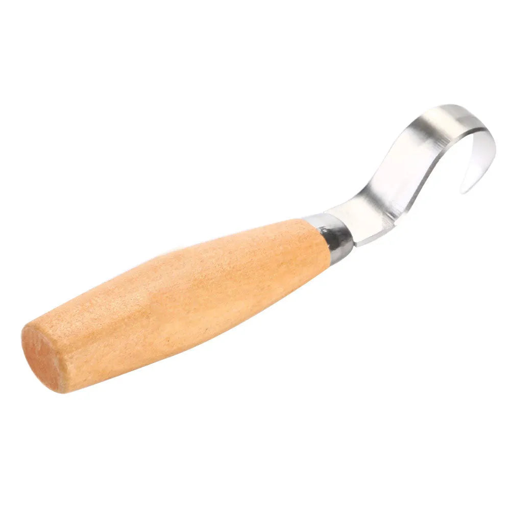FastCraft Curve Carving Knife 100mm stainless steel blade with wood handle on table