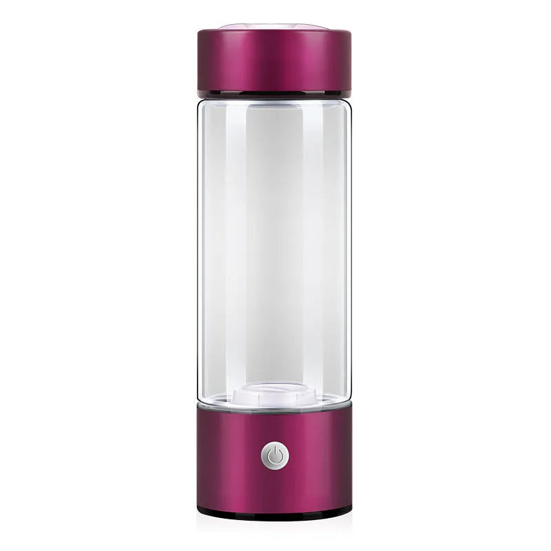 Hydrogen water bottle with electric generator, borosilicate glass, 500ml capacity, silver colour