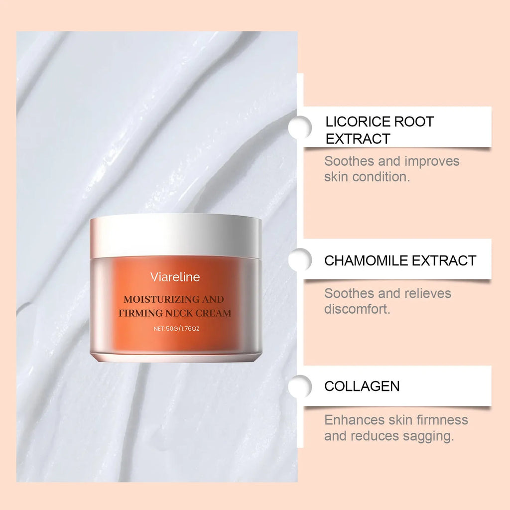 50g neck contour moisturising cream in 6.3x6.3x4.5cm packaging for daily neck skincare