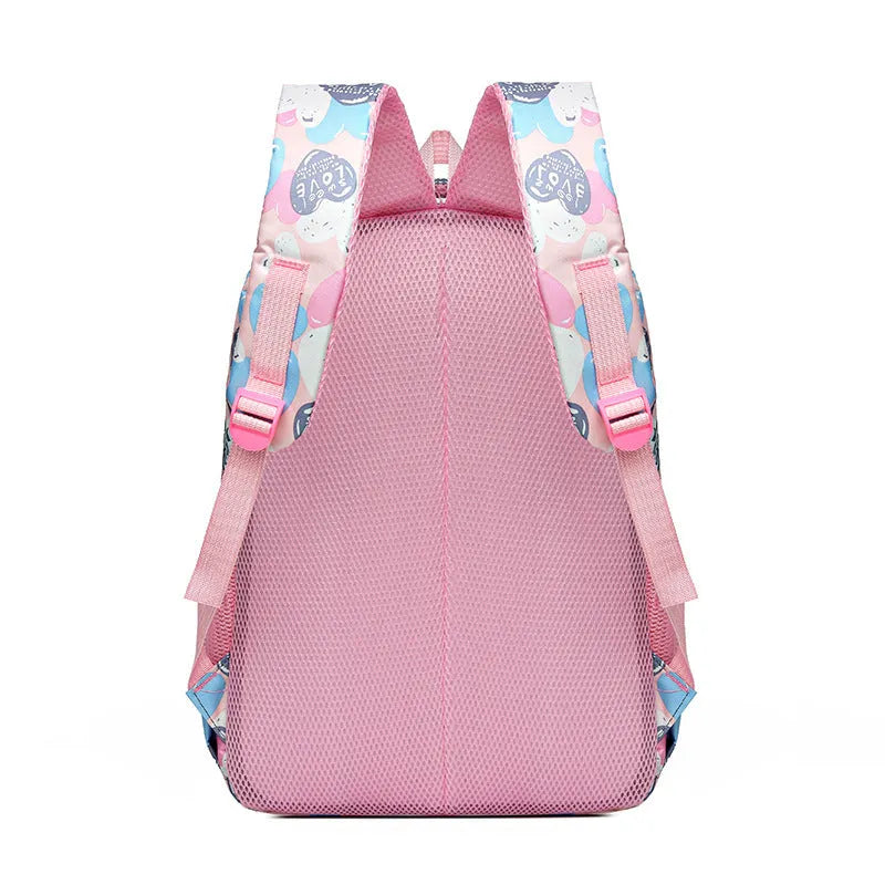 Blue student backpack with air pillow belt system showing shoulder straps and large main compartment