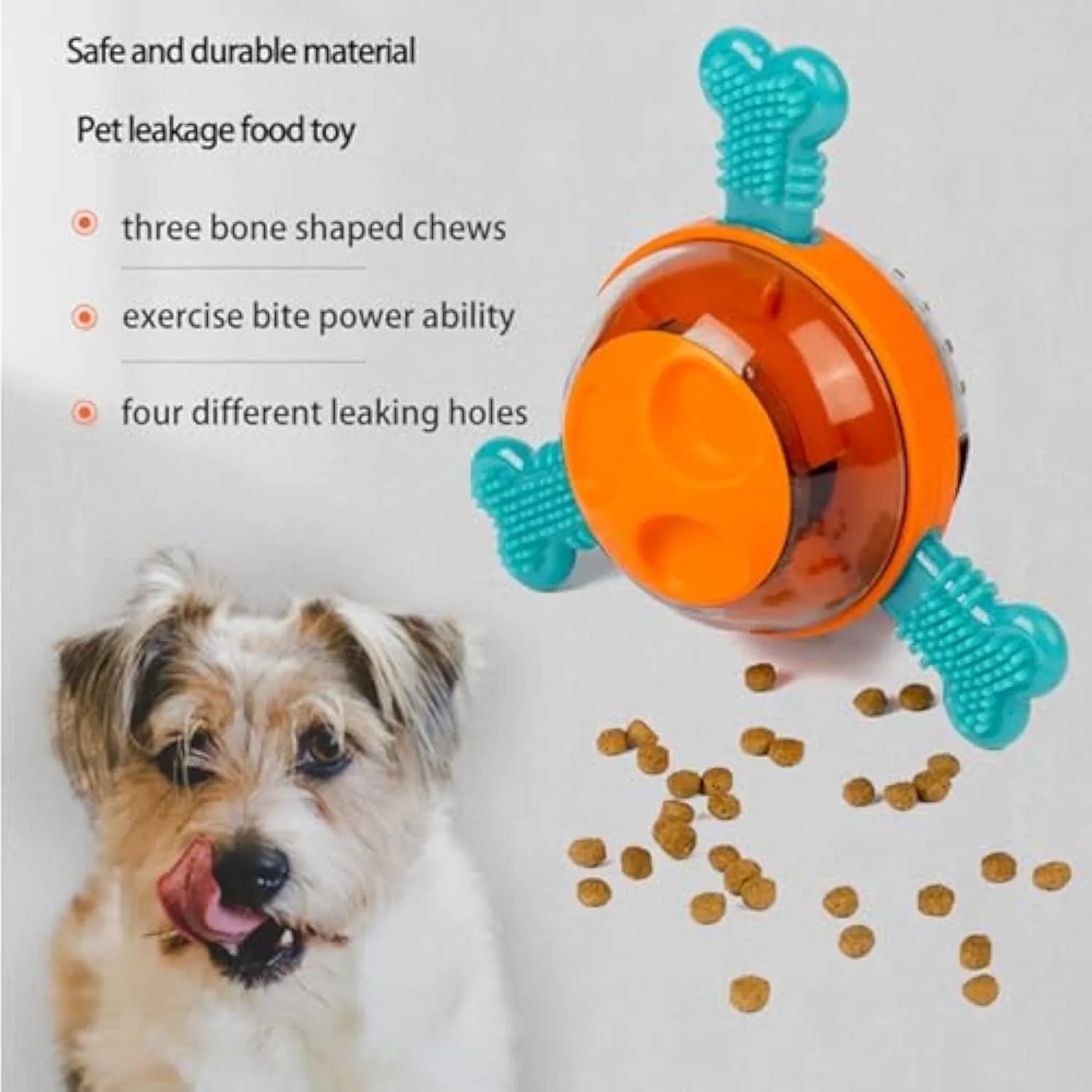 Interactive dog puzzle toy with rubber bones for small and medium puppies