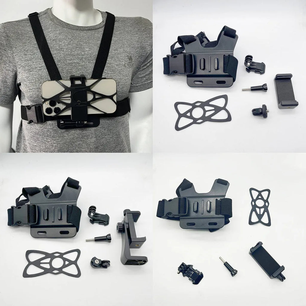 Chest fixation phone holder with plastic elastic band for sports camera hands-free recording