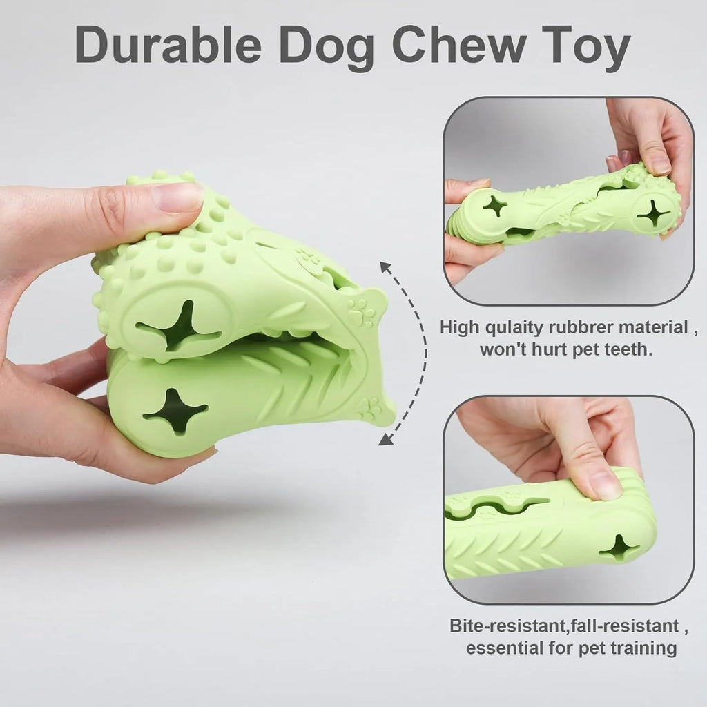 Blue bone-shaped natural rubber dog chew toy for aggressive chewers with textured teeth-cleaning surface.