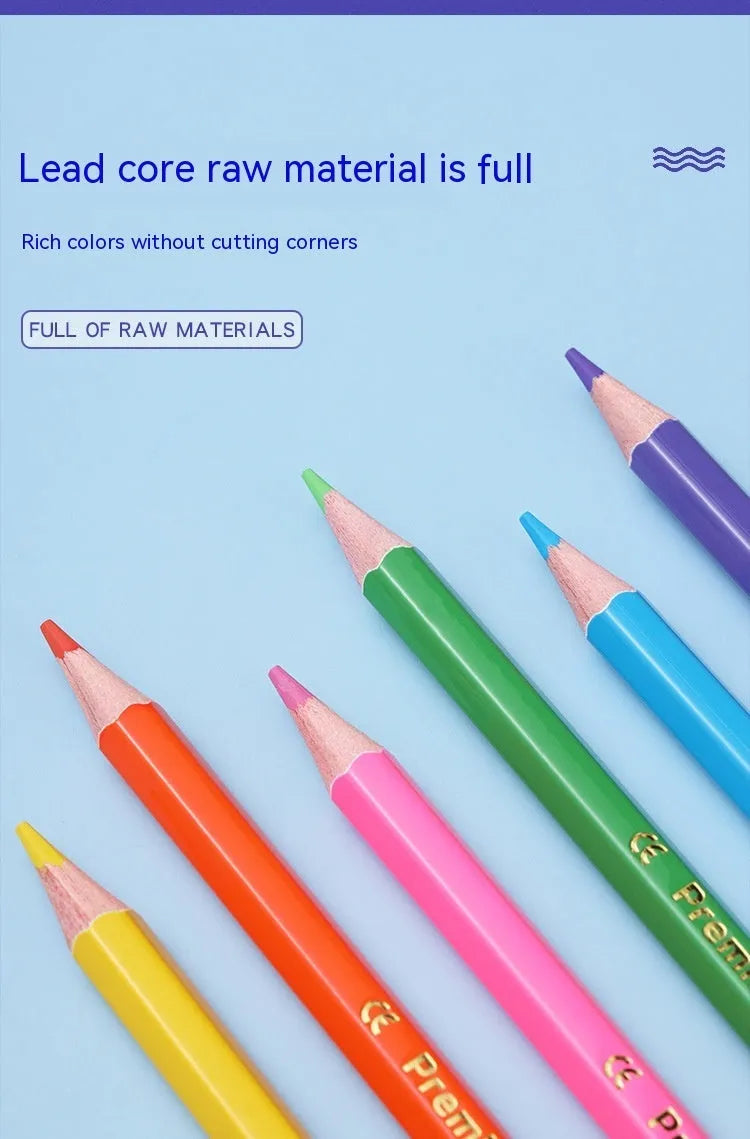 Wooden colour pencil set with double head leads in studio setting