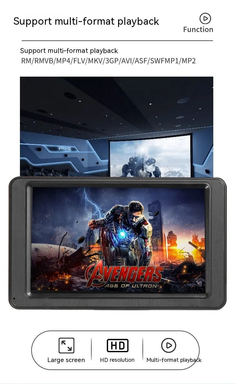 Portable vehicle-mounted MP5 player 7-inch LCD screen black colour with bracket and cables