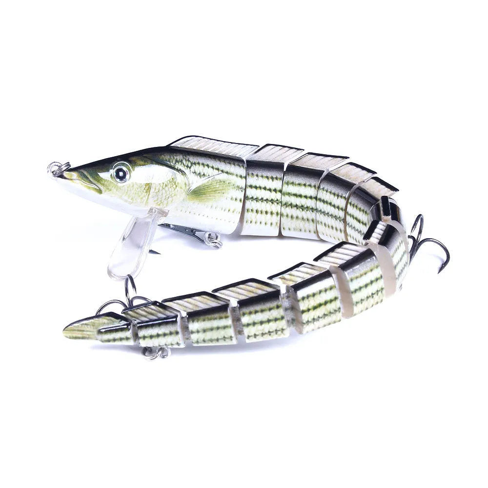 Multi-section soft plastic loach fishing lure measuring 23cm in length.