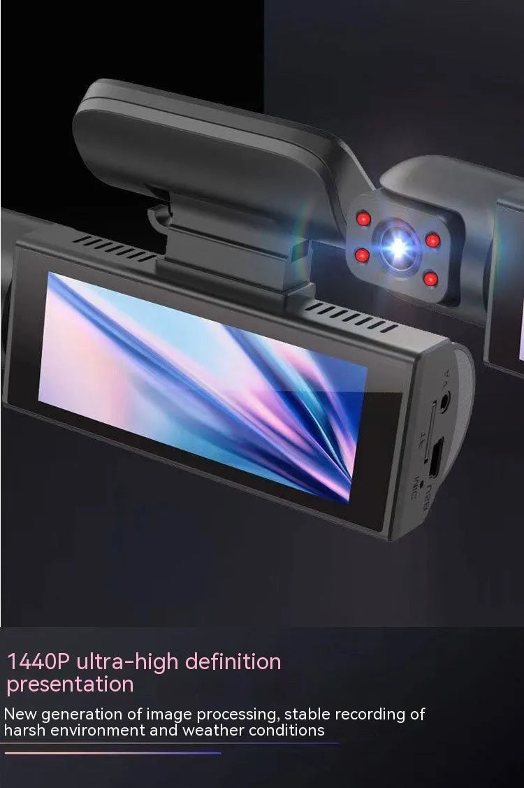 Dual-lens HD 3.5-inch driving recorder with 150-degree wide-angle lens and night vision for car use