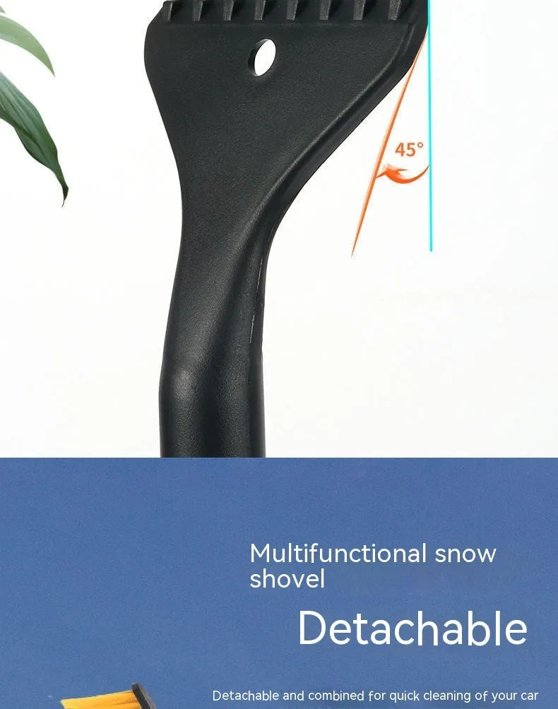 Winter car snow scraping brush with telescopic long handle in yellow thickened plastic model