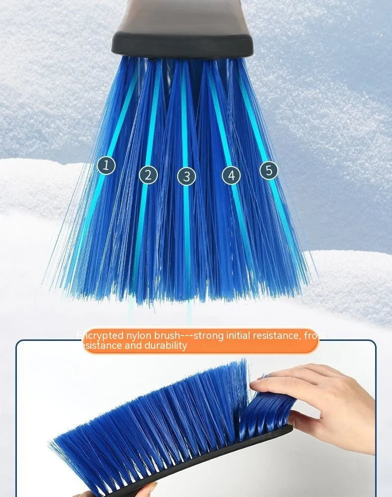 Winter car snow scraping brush with telescopic long handle in yellow thickened plastic model