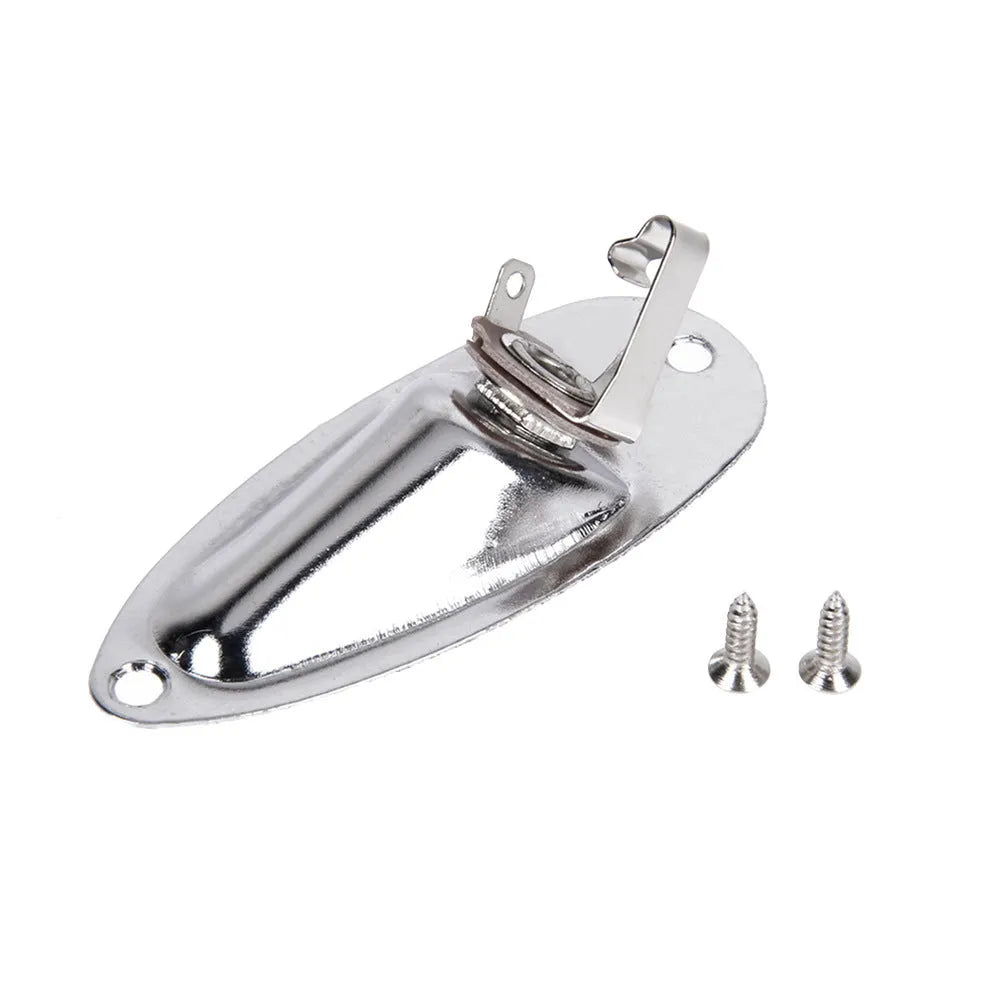 Alloy electric guitar socket jack ST boat socket black silver 8.1x3.2x2.5cm