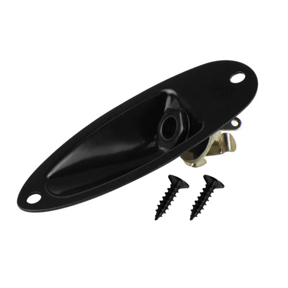 Alloy electric guitar socket jack ST boat socket black silver 8.1x3.2x2.5cm
