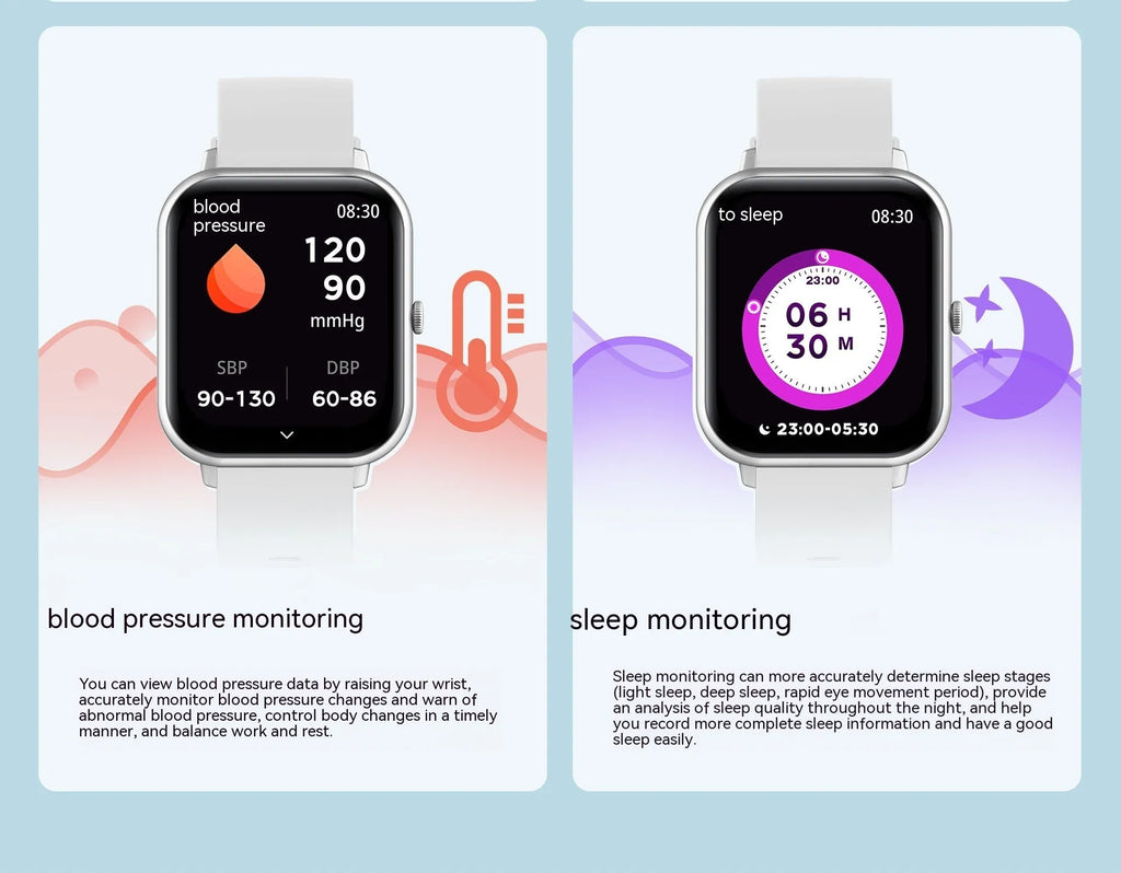 Bluetooth smart watch with heart rate monitor and step counter in black, silver, pink, or khaki colours