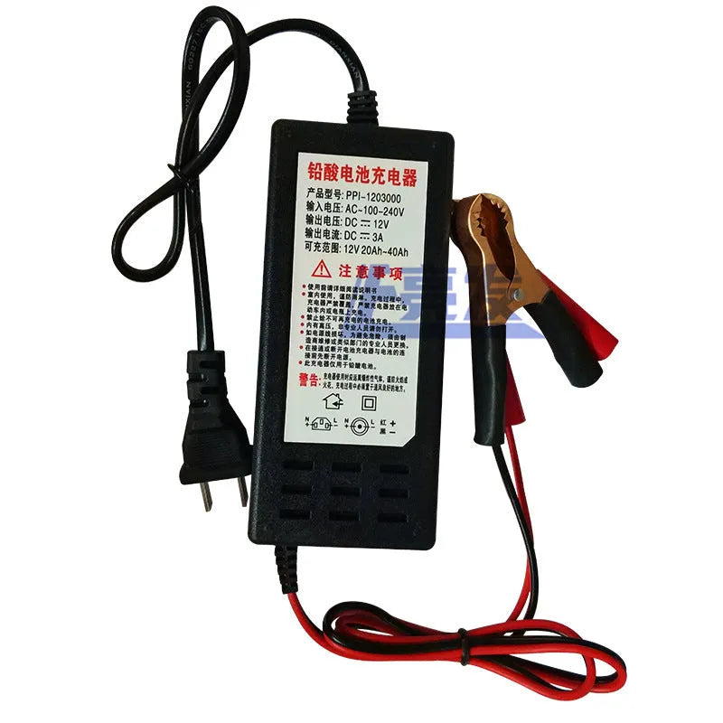 12V3A lead acid battery charger with 100-240V input, American or European Standard plug option