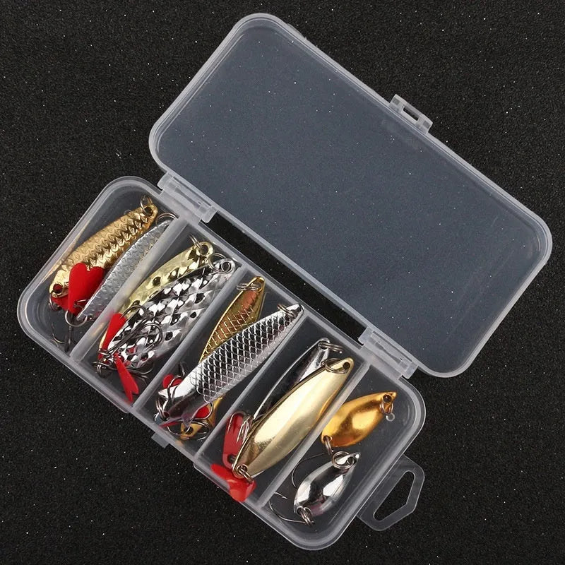 Metal pineapple sequins for fishing lure making in gold and silver colours with box packaging