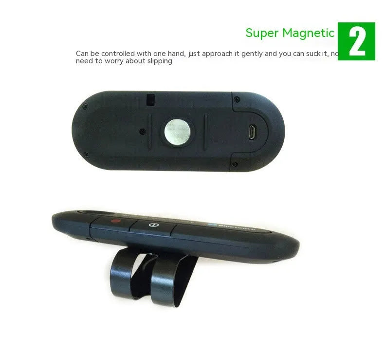 Black Bluetooth handsfree sun visor music player clipped to car sun visor with ABS housing