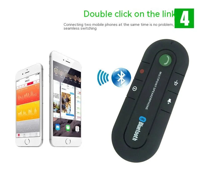 Black Bluetooth handsfree sun visor music player clipped to car sun visor with ABS housing