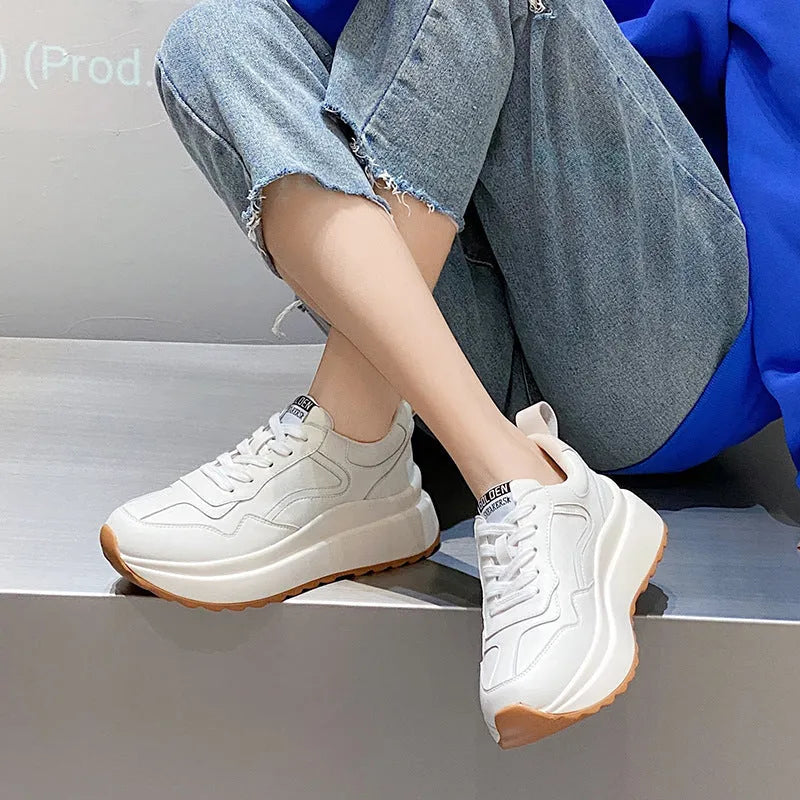Women's beige casual sports white shoes in cattlehide leather with cross strap and English muffin heel
