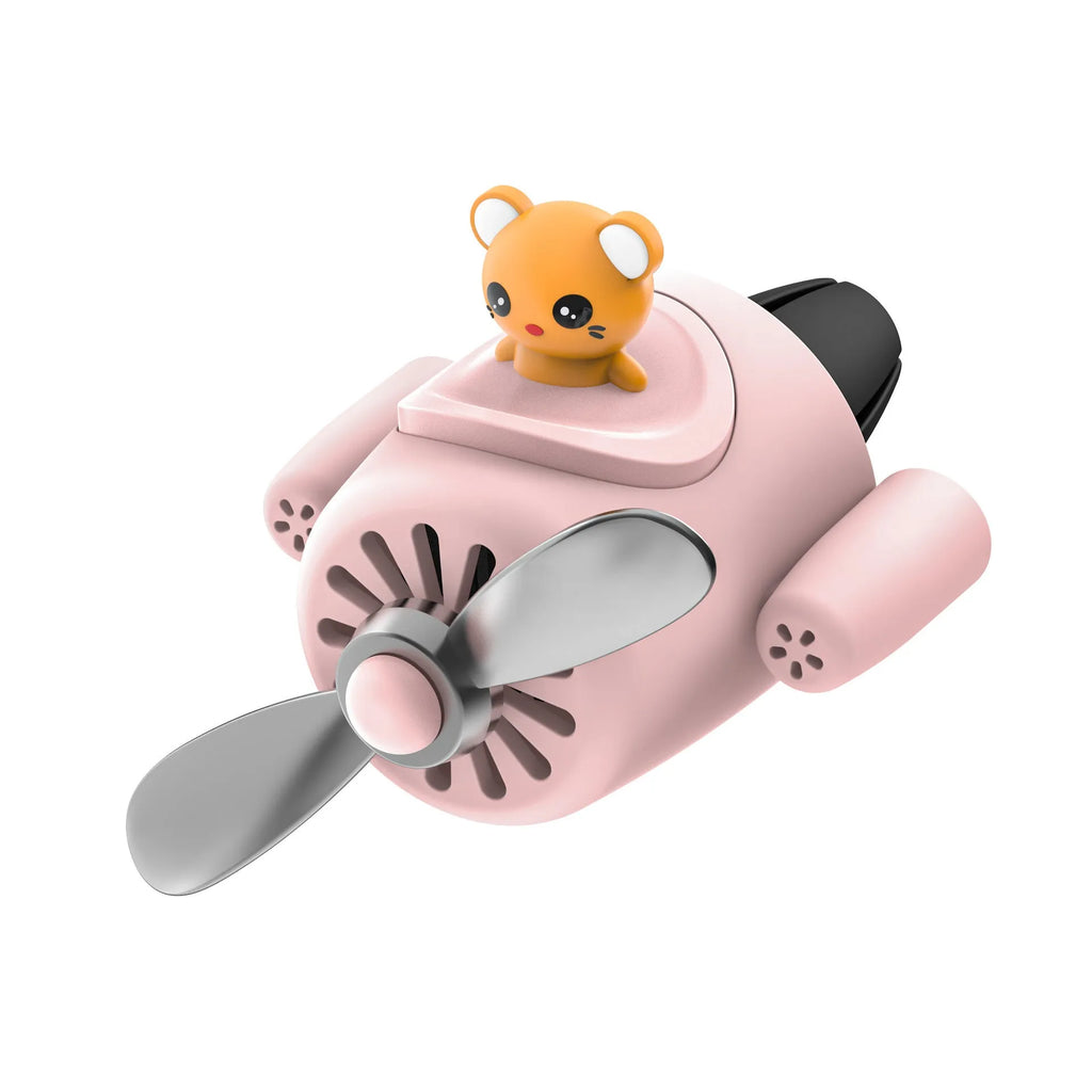 Cartoon airplane shaped plastic car air outlet aromatherapy diffuser in pink with three jasmine green tea fragrant slices