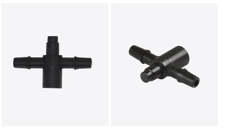 PE tee water distributor joint body for micro spray irrigation in garden and agricultural settings