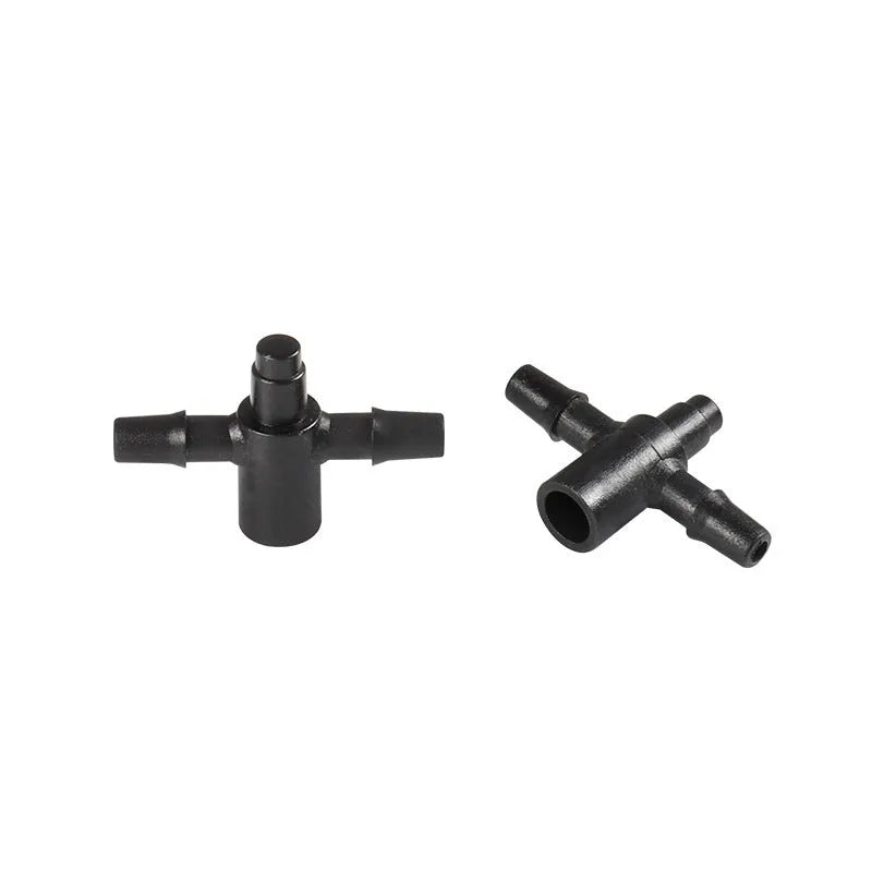 PE tee water distributor joint body for micro spray irrigation in garden and agricultural settings