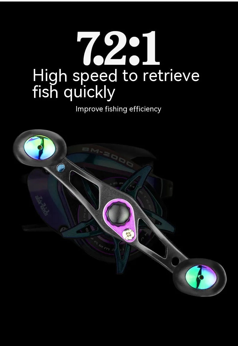 Colourful BM2000 water drop shaped fishing reel with a strong magnetic brake system.
