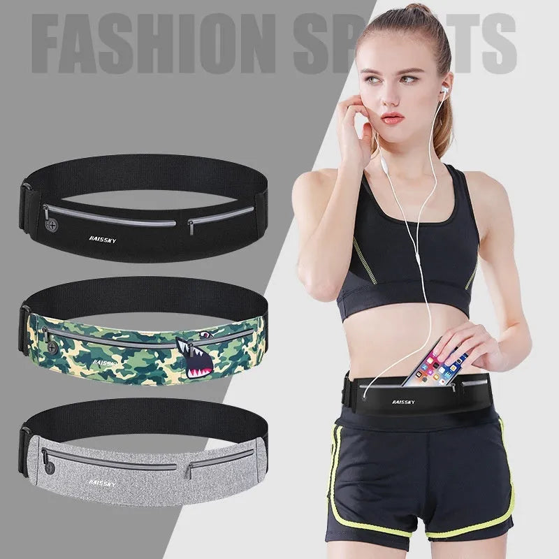 8-inch waterproof waist bag in camouflage crocodile colour for outdoor sports and fitness activities