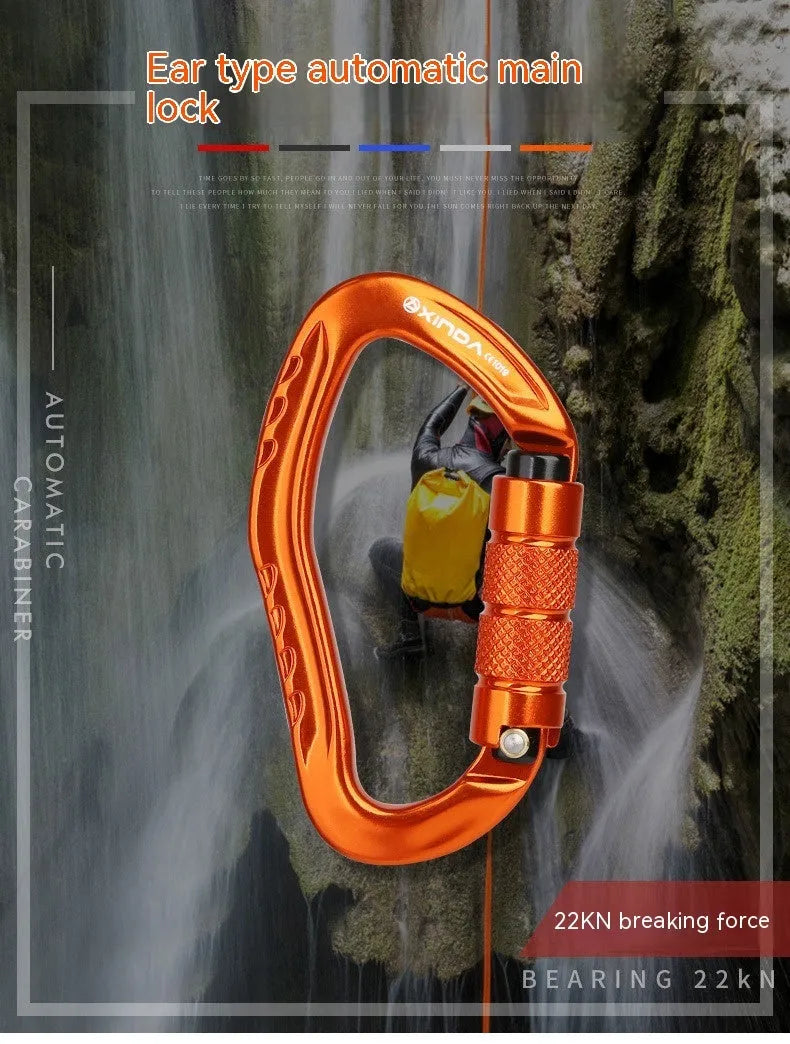 Automatic master lock climbing carabiner in multiple colours for outdoor rock climbing equipment