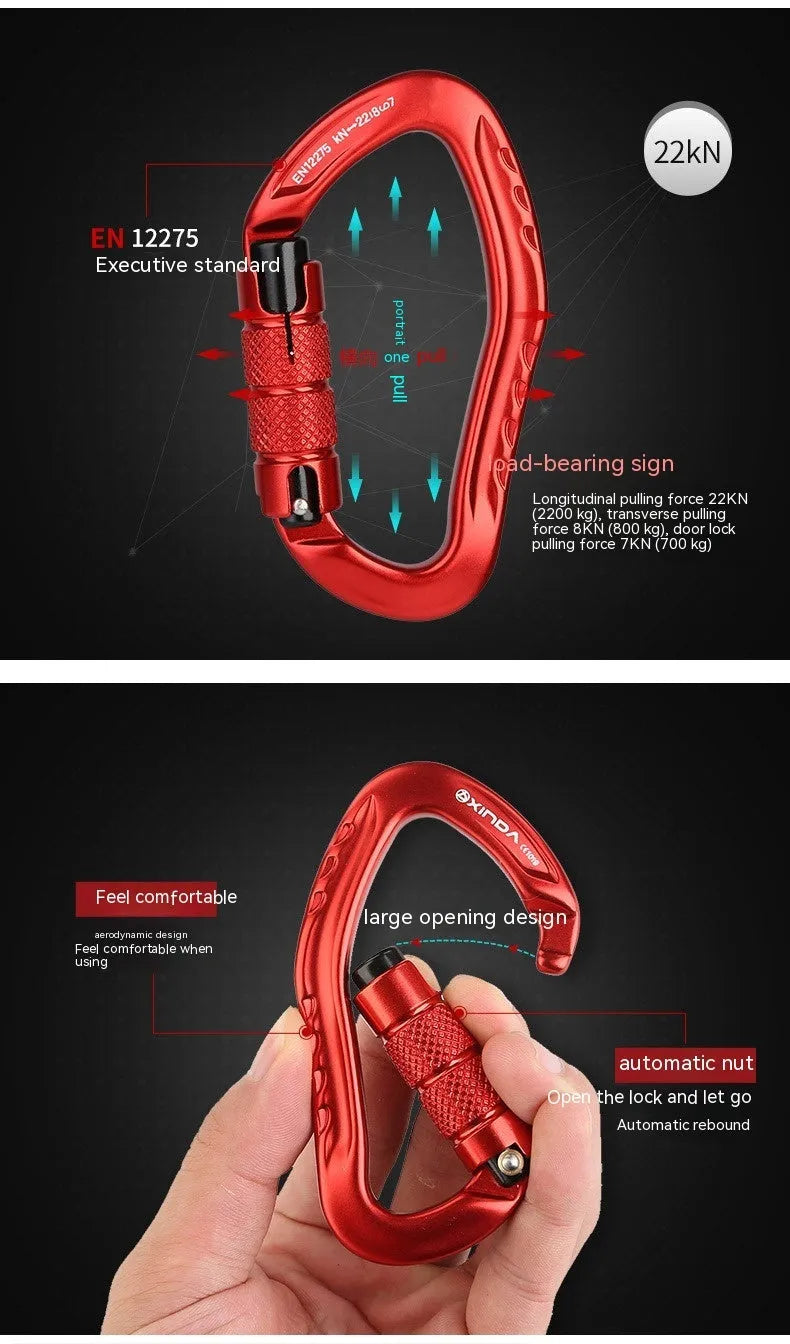 Automatic master lock climbing carabiner in multiple colours for outdoor rock climbing equipment
