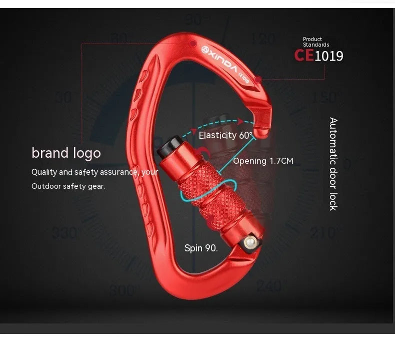 Automatic master lock climbing carabiner in multiple colours for outdoor rock climbing equipment