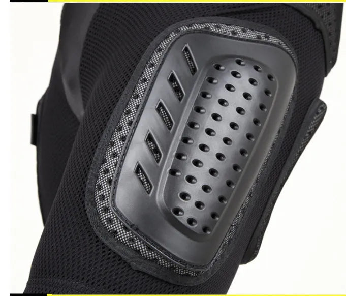 Black cycling hip protection pants showing the integrated protective pad, available in sizes S, M, L, and XL.