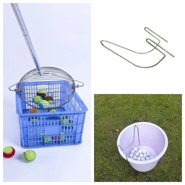Metallic 304 stainless steel golf ball picker tool for easy retrieval on the course