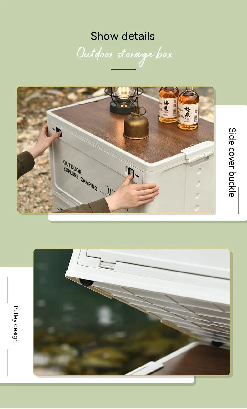 Large white foldable plastic storage box with 45L capacity for household organisation.