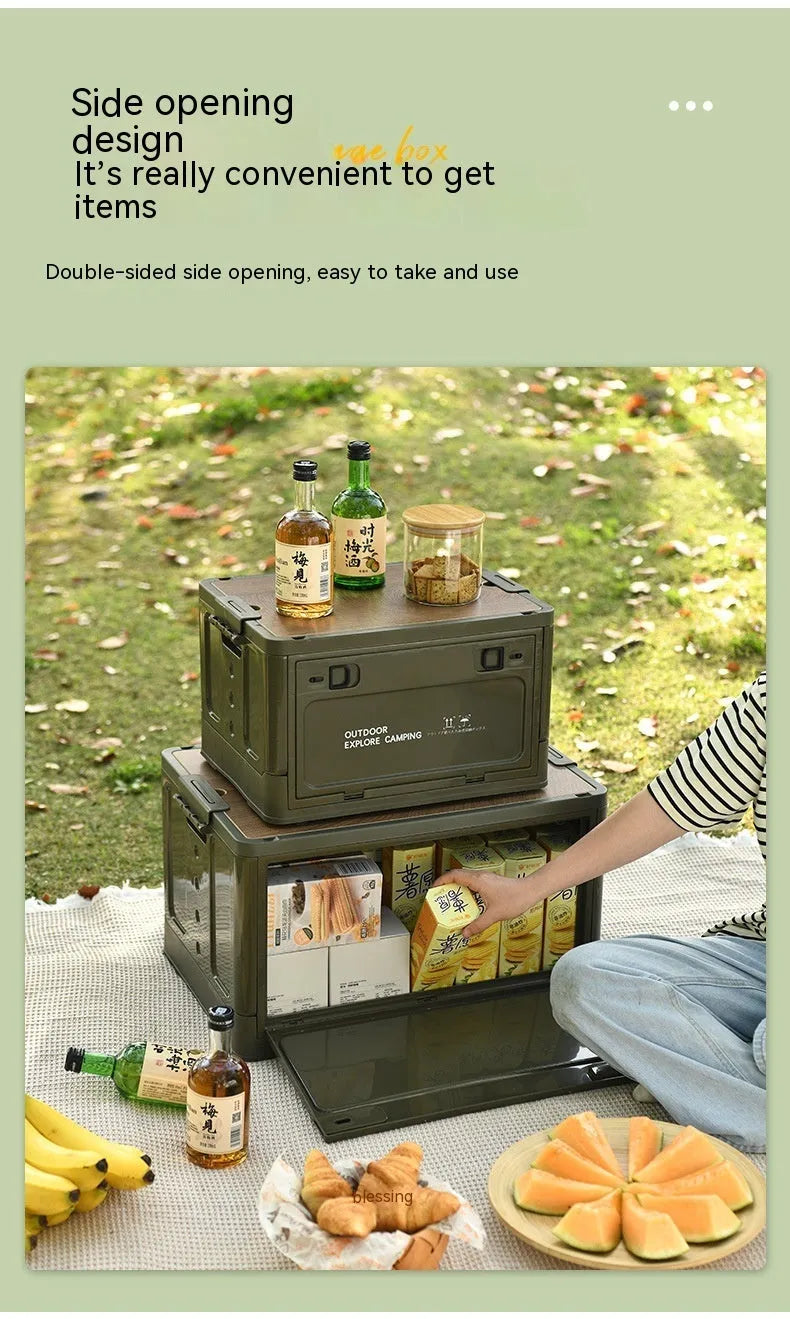 Large white foldable plastic storage box with 45L capacity for household organisation.