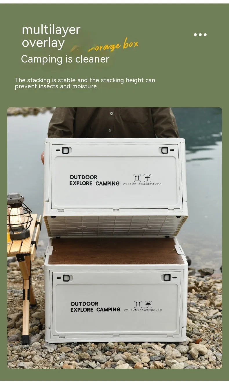 Large white foldable plastic storage box with 45L capacity for household organisation.