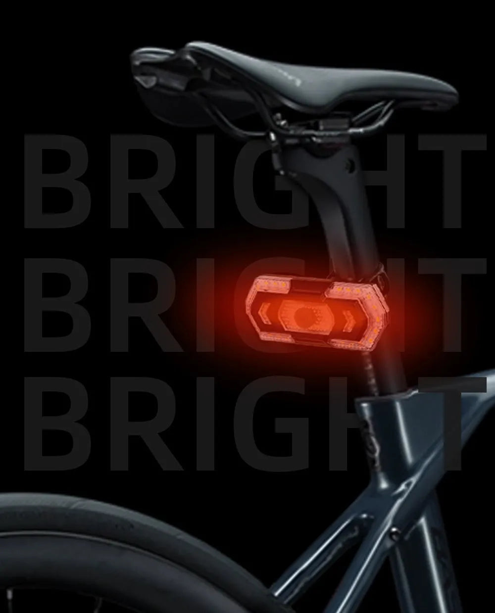Black wireless remote control vehicle taillight with USB charging port and waterproof construction