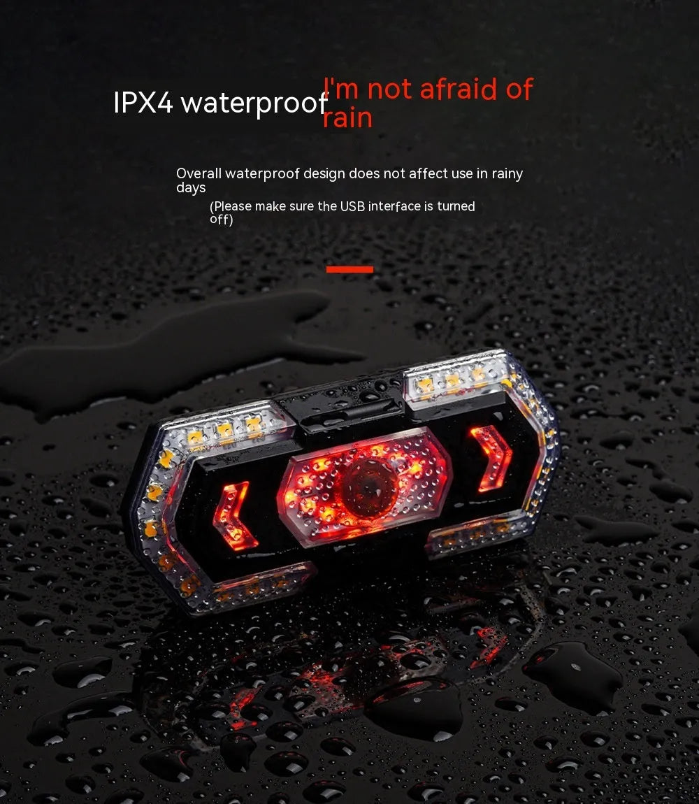 Black wireless remote control vehicle taillight with USB charging port and waterproof construction