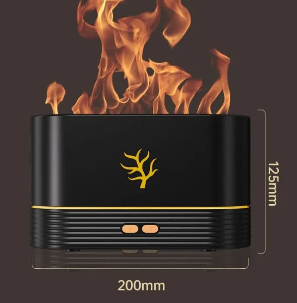 White USB flame humidifier with LED flame effect and fog for home decor