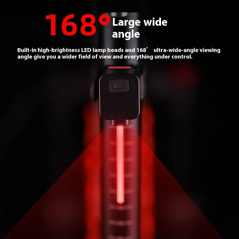 Bicycle tail light with flowing water effect mounted on seat tube for night riding safety
