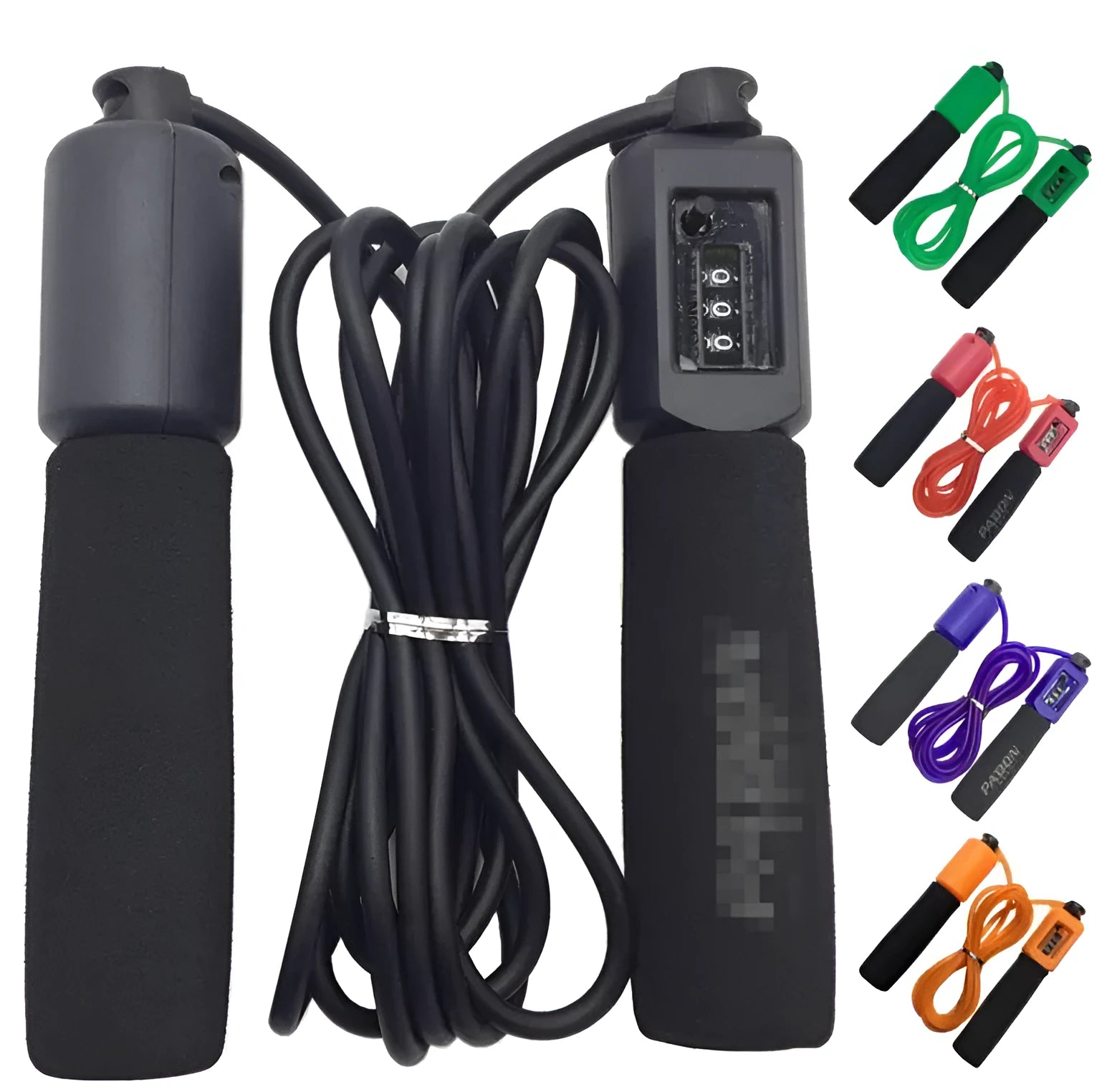 Rope skipping fitness rope showing 3m length and multiple colour options including black, blue, green and red
